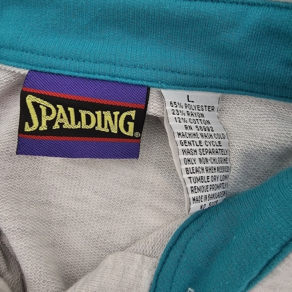 Spalding Vintage Gray, Purple, Teal Collared Polo Men's Size Large - Picture 7 of 9
